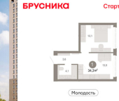 2-комн, 34 кв м, этаж 10/25 ул Есенина, 9/2