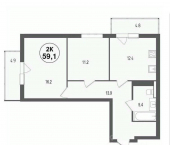 2-комн, 62 кв м, этаж 15/15 ул Серафимовича, 12