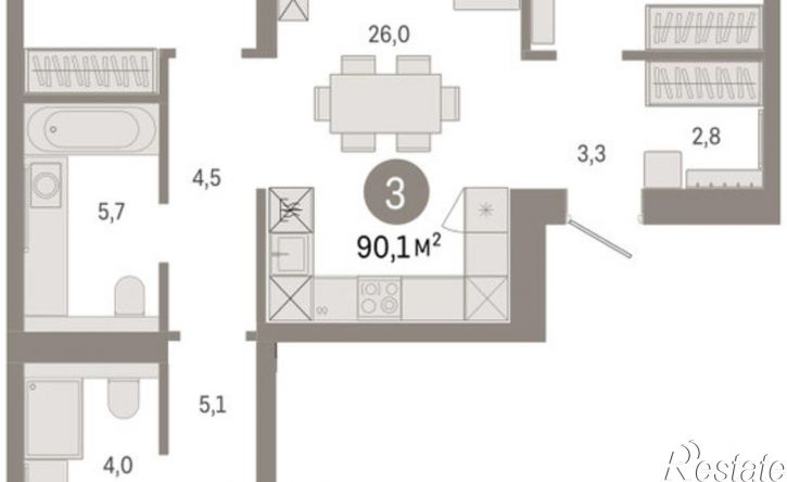 3-комн квартира в новом доме ул Журинская, 131А,  д. 131А