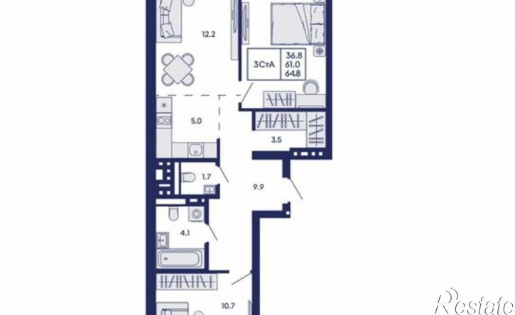 3-комн квартира в новом доме ул Коминтерна, 93/4,  д. 93/4