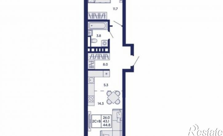 2-комн квартира в новом доме ул Коминтерна, 93/4,  д. 93/4