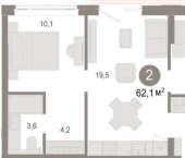 3-комн, 62 кв м, этаж 2/25 ул Есенина, 9/2