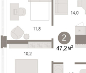 3-комн, 47 кв м, этаж 2/25 ул Есенина, 9/2
