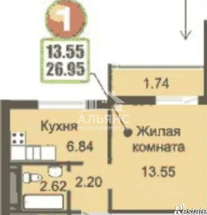 1-комн квартира ул Одоевского, 1/2,  д. 1/2