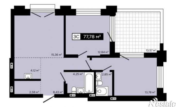 3-комн квартира в новом доме ул Кирова, 32а,  д. 32а