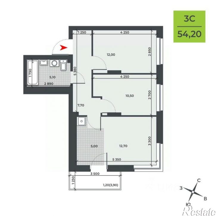 3-комн квартира в новом доме ул Курчатова, 22/11 9,  д. 22/11 9,  к. 9