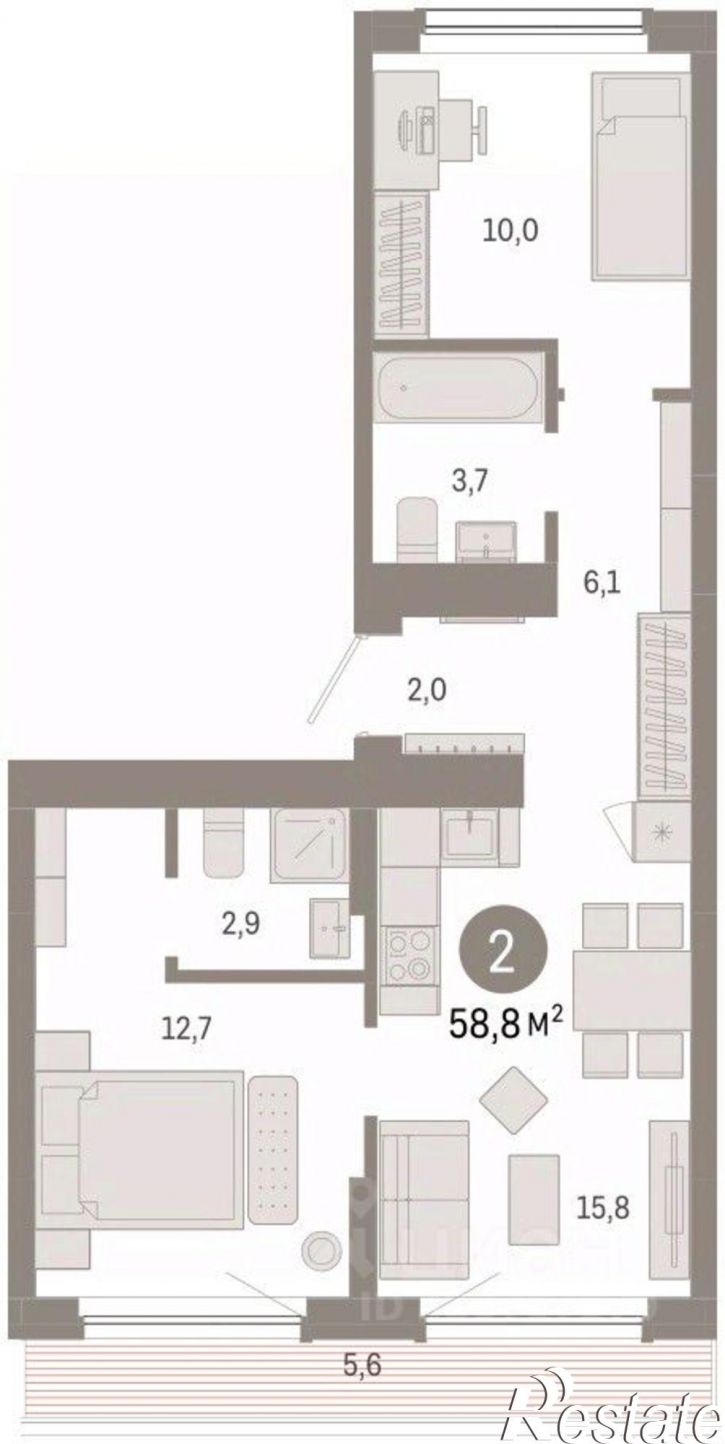 3-комн квартира в новом доме квартал Лебедевский, 1/4