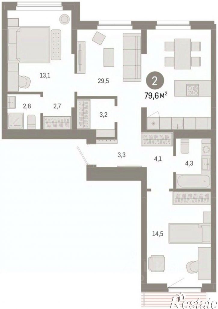 3-комн квартира в новом доме квартал Лебедевский, 1/4