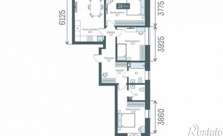 3-комн квартира в новом доме ул Немировича-Данченко, 145а,  д. 145а