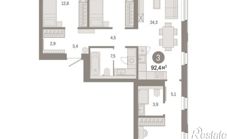 3-комн квартира в новом доме ул Журинская, 131А,  д. 131А