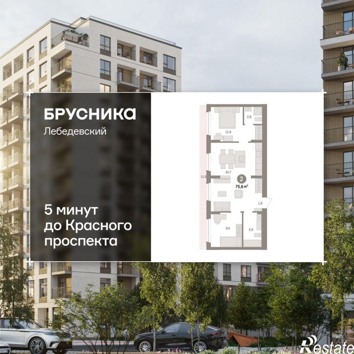 3-комн квартира в новом доме Георгия Колонды, 5