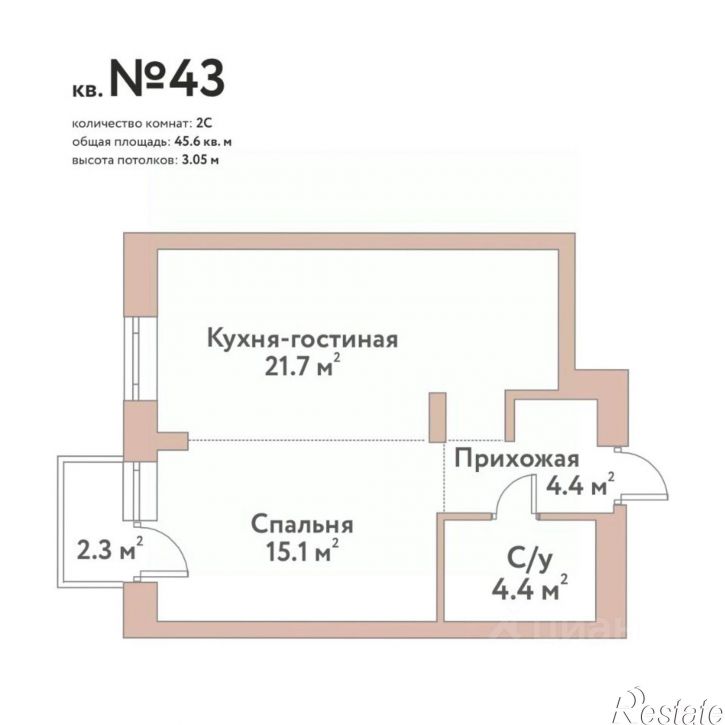 2-комн квартира в новом доме Дачное шоссе