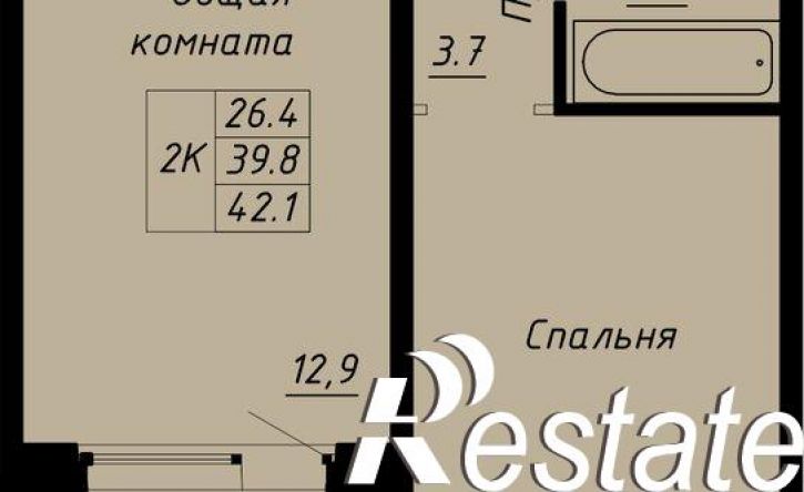 2-комн квартира в новом доме Калининский район