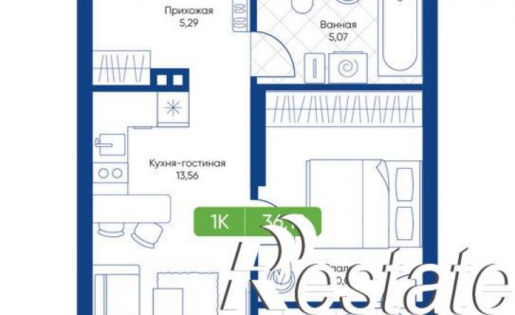 1-комн квартира в новом доме жилой комплекс Биография