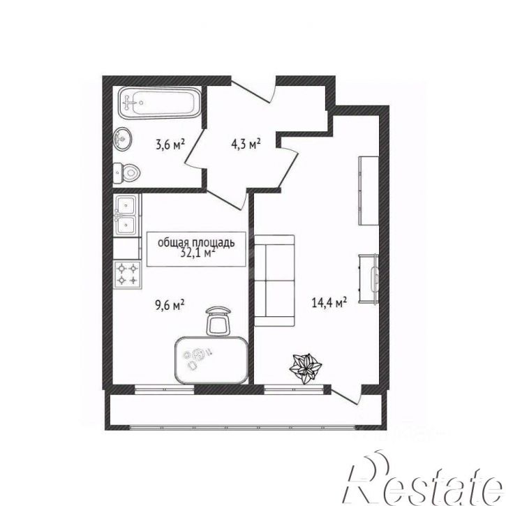 1-комн квартира улица Петухова, 95/4,  д. 95/4