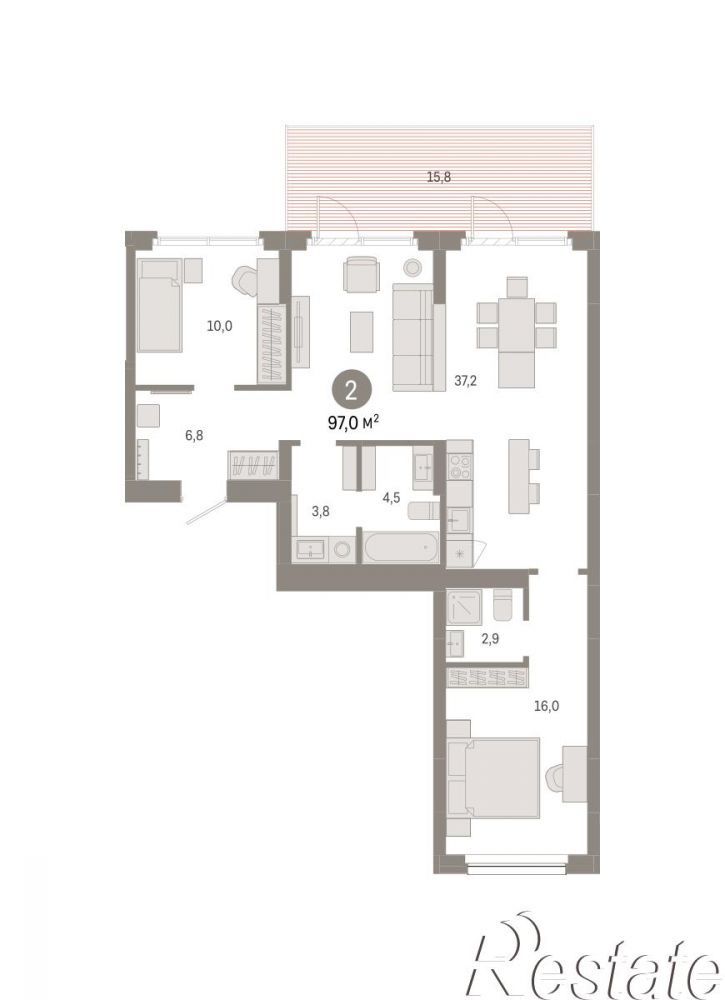 2-комн квартира в новом доме Георгия Колонды, 5