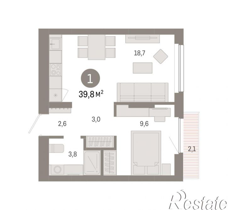 2-комн квартира в новом доме Георгия Колонды, 5