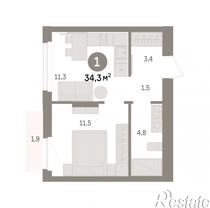 2-комн квартира в новом доме Георгия Колонды, 5