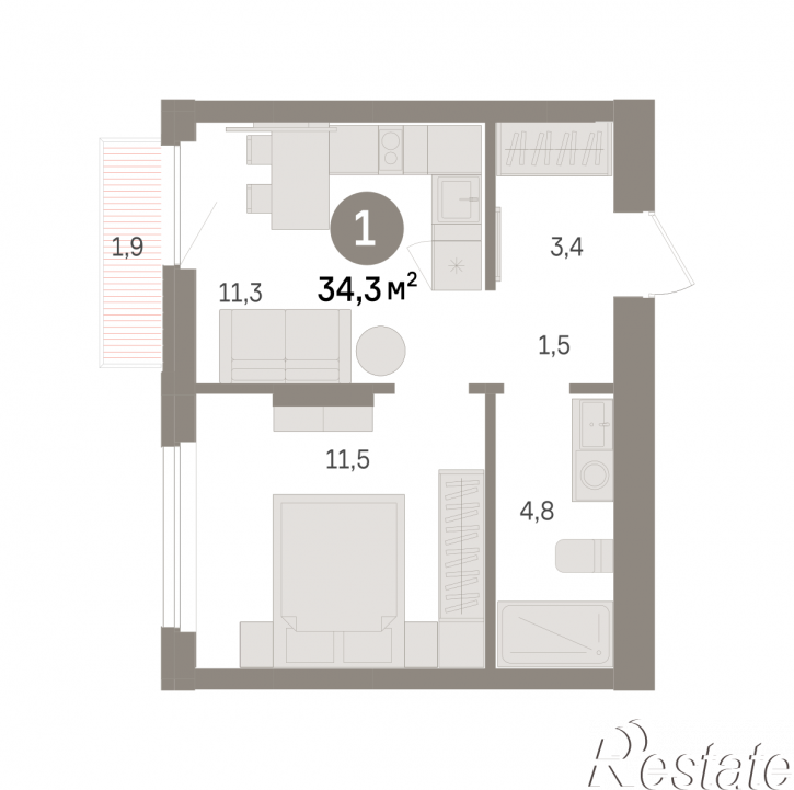 2-комн квартира в новом доме Георгия Колонды, 5