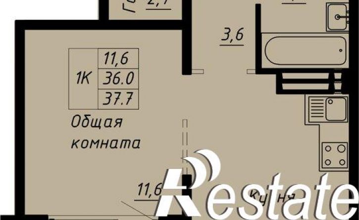 1-комн квартира в новом доме Калининский район