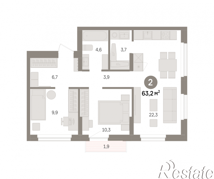 3-комн квартира в новом доме Георгия Колонды, 5