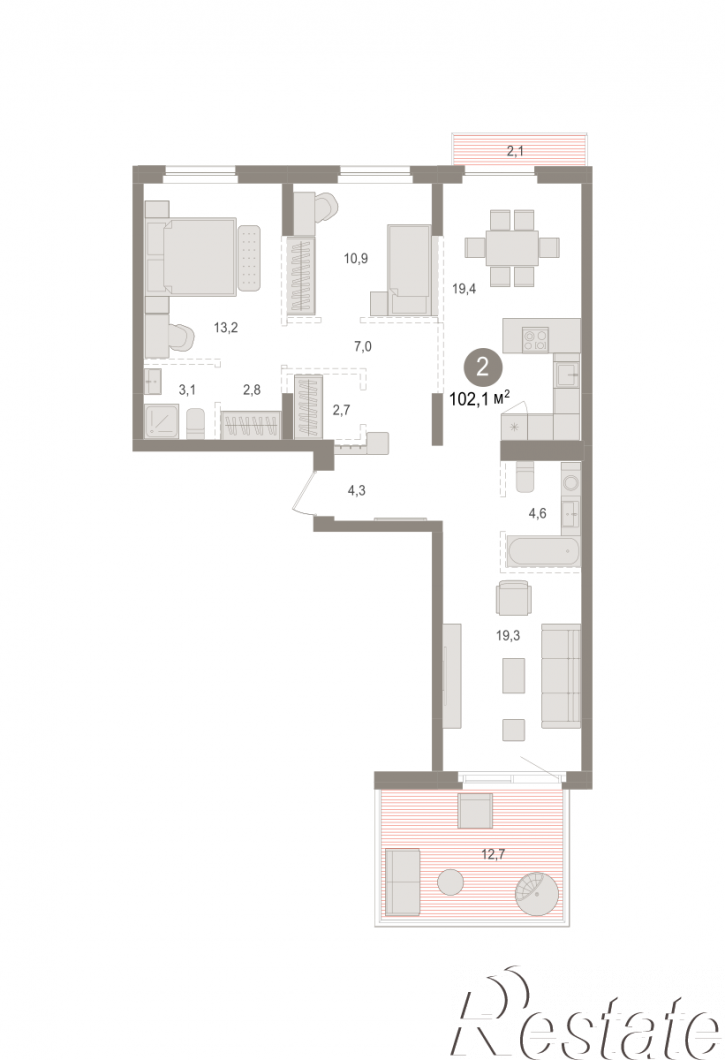 3-комн квартира в новом доме Георгия Колонды, 5