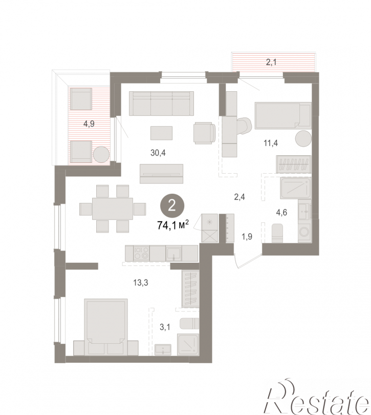 3-комн квартира в новом доме Георгия Колонды, 5