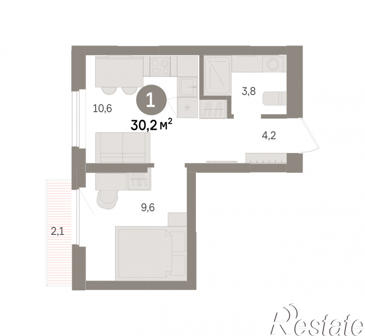 2-комн квартира в новом доме Георгия Колонды, 5