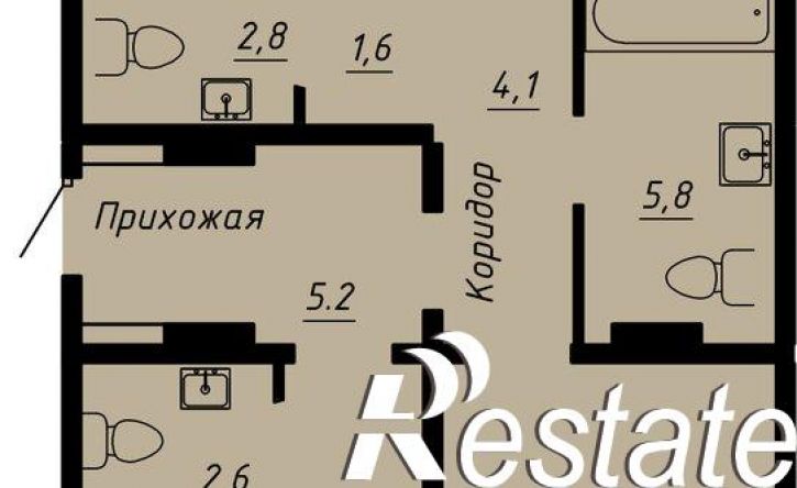 3-комн квартира в новом доме Калининский район