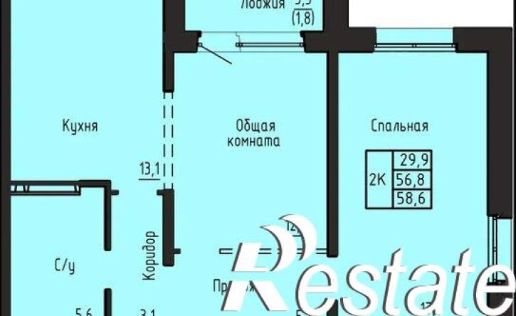 2-комн квартира в новом доме Южно-Чемской жилмассив